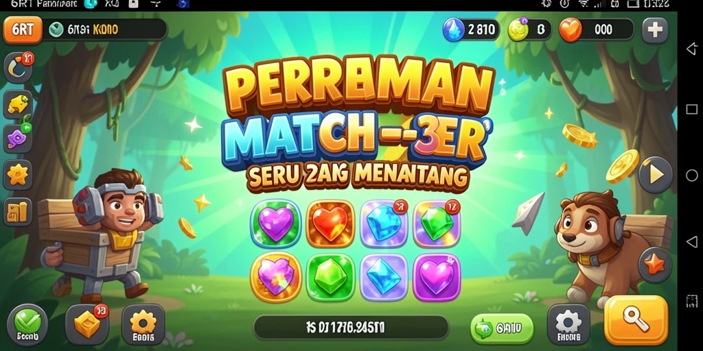 Screenshot gameplay 6RT menunjukkan aksi seru permainan Match-3.