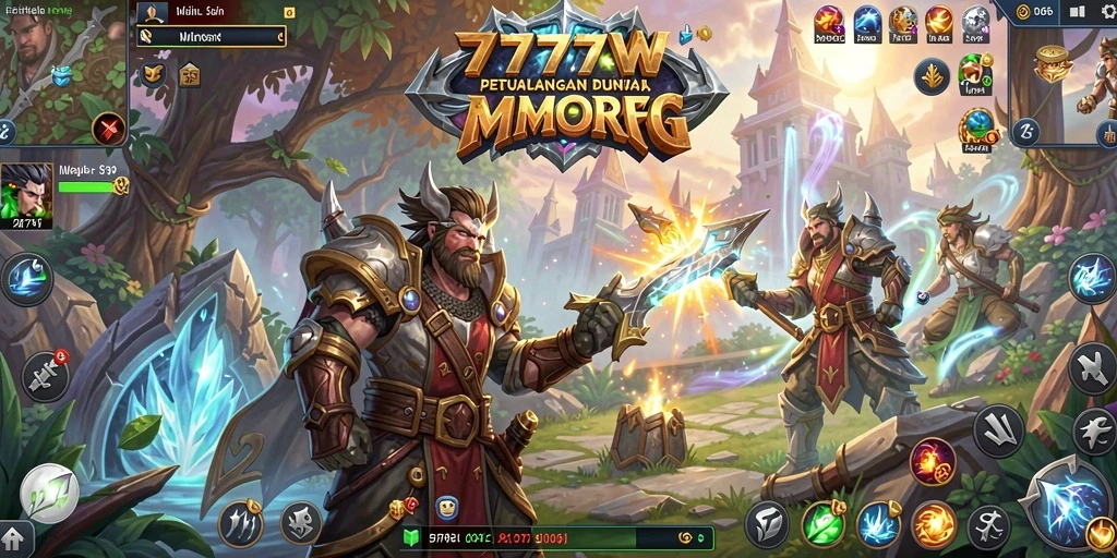 Gameplay seru dalam dunia fantasi 7777W yang luas.