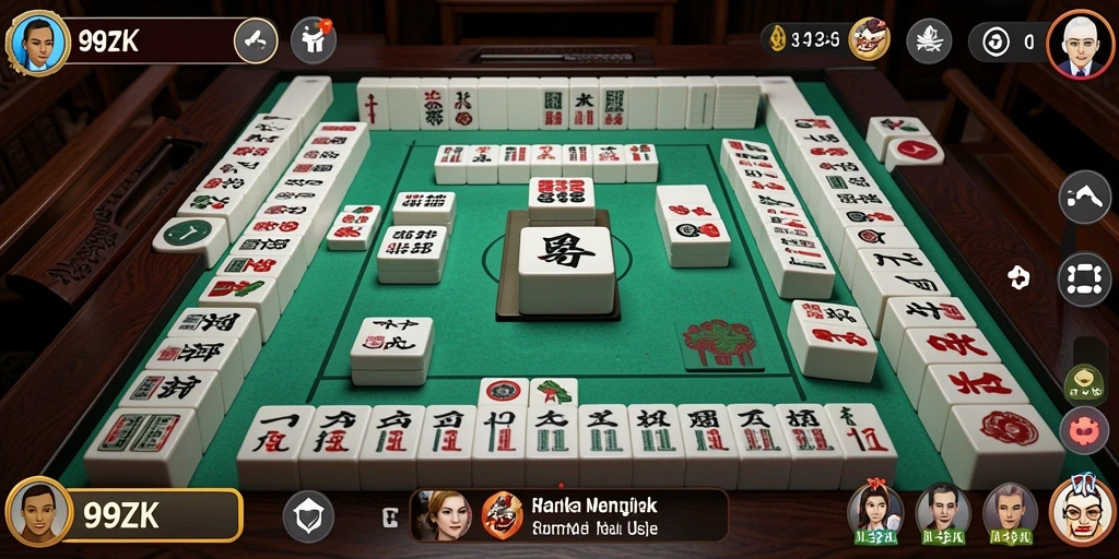 Tampilan gameplay mengasyikkan dari permainan Mahjong 99ZK.