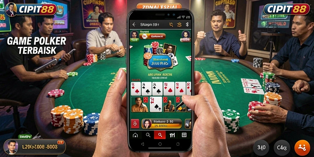 Tampilan gameplay Poker dalam CIPIT88 yang seru dan mendebarkan.