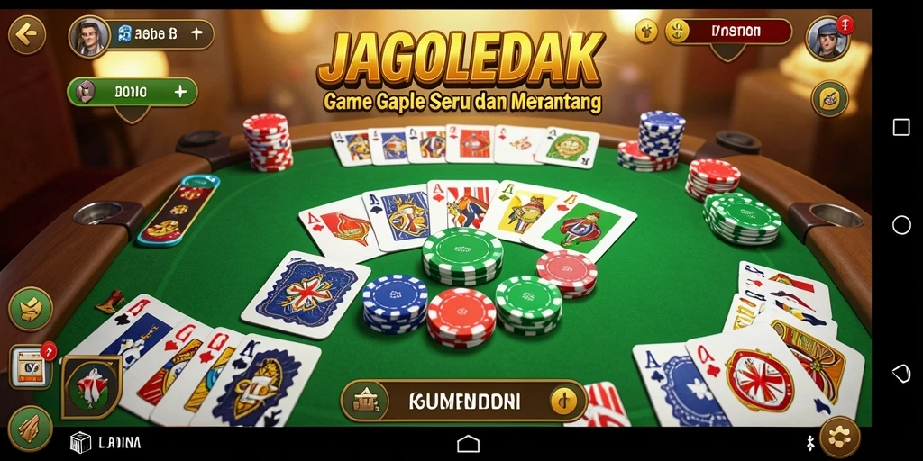 Tampilan gameplay seru dan interaktif JAGOLEDAK dalam permainan Gaple.