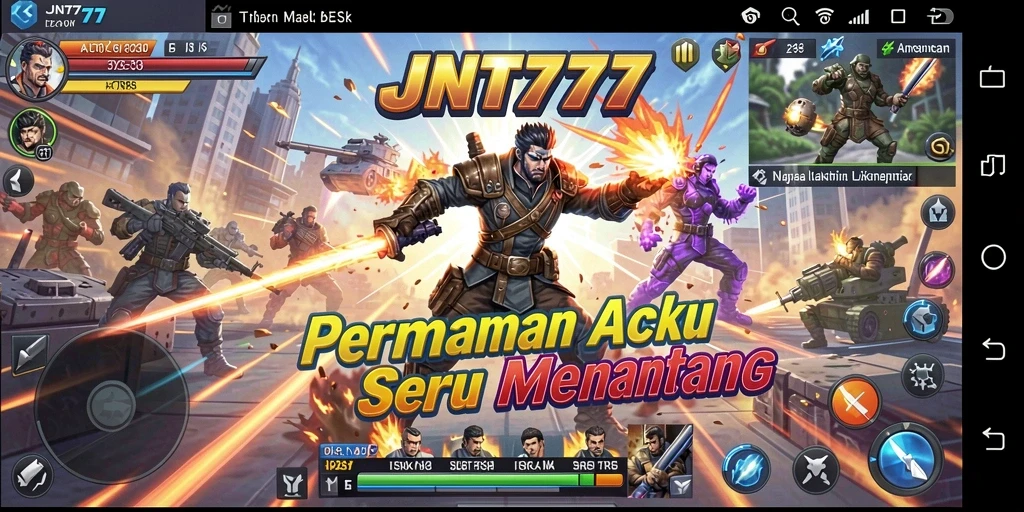 Tampilan menegangkan dari permainan aksi JNT777 dengan gameplay intens.