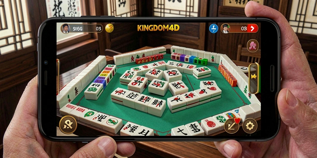 Tampilan gameplay Mahjong yang menarik di KINGDOM4D.