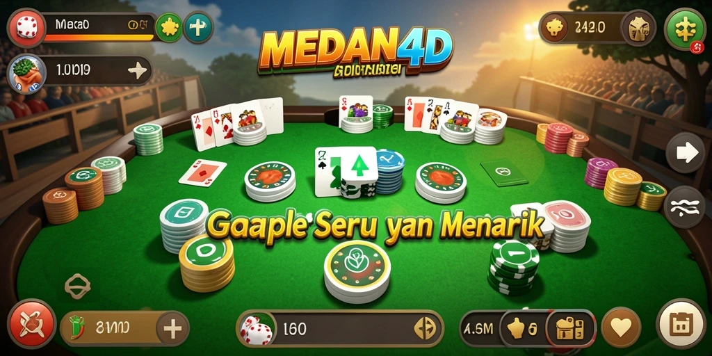 Tampilan screenshot MEDAN4D menampilkan gameplay Gaple yang dinamis dan menarik.