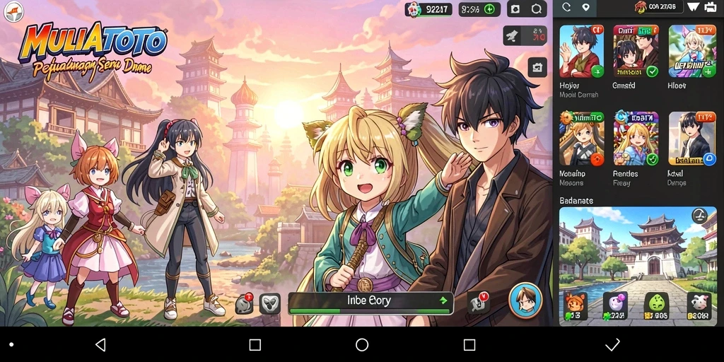 Tampilan gameplay seru di dunia Anime terpesona.