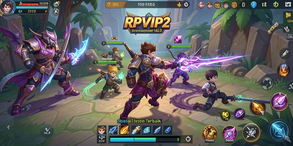 Screenshot gameplay RPVIP2 yang menunjukkan strategi pertempuran SLG.